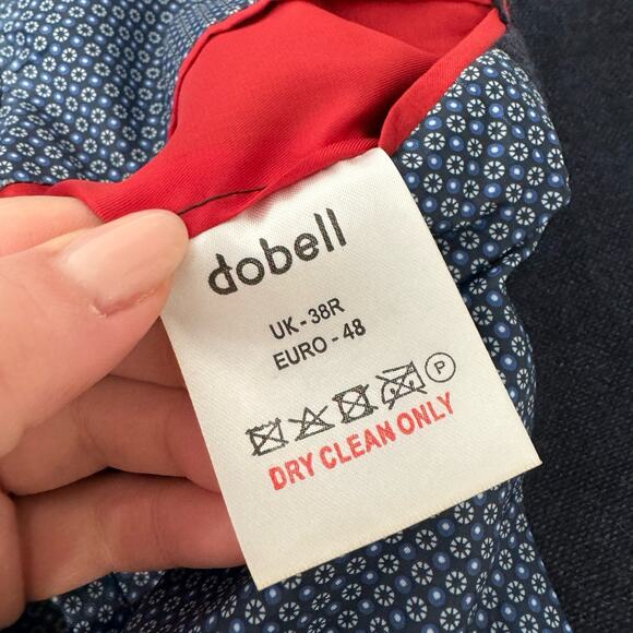 DoBell Mens Blazer UK 38R Blue Wool Tweed Slim Sport Coat Suit Jacket Career - Picture 11 of 12